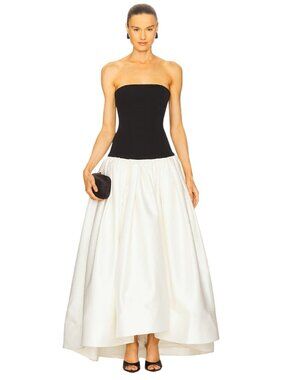 Bronx and Banco Arlo Strapless Dress in Black & White Medium New Womens Gown